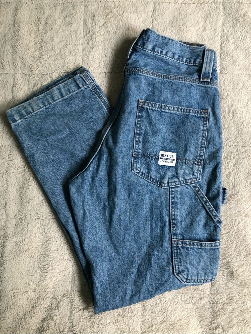 90s Y2K Signature by Levi Strauss Light Blue Carpenter Jeans Utility Cargo Pants
